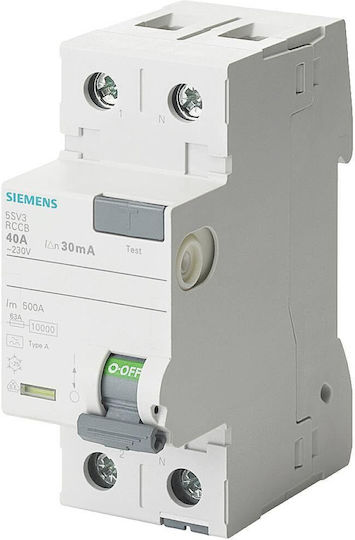 Siemens Ρελέ Ράγας Διαρροής 25A Διπολικό με Τάση 230V