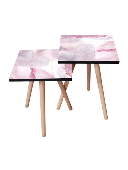 Rectangular Side Table Wooden Multicolour 2 Pieces M35xL35xH47cm