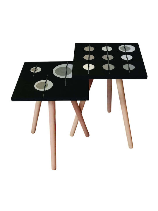 Square Side Table Wooden Multicolour 2 Pieces M35xW35xH47cm