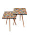 Rectangular Side Table Wooden Multicolour 2 Pieces M35xW35xH47cm