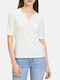 Damen Bluse Baumwolle Kurzärmelig OffWhite