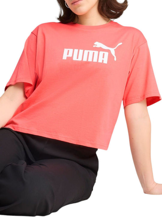 Logo Damen Sport Bluse Kurzärmelig Koralle