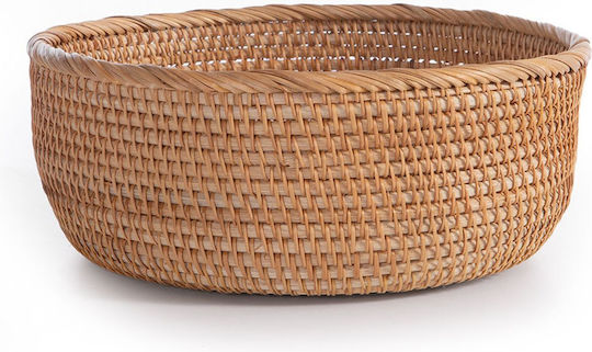 Nef-Nef Homeware Διακοσμητικό Καλάθι Ψάθινο με Χερούλια Μπεζ 26.5x26.5x11εκ.
