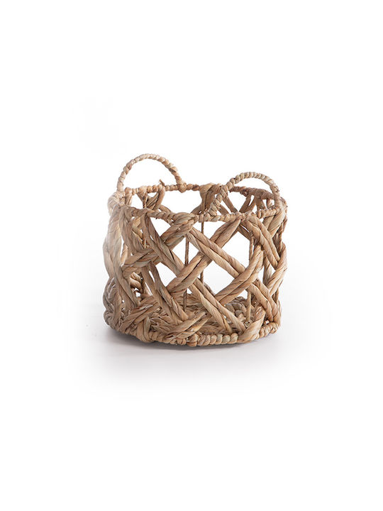 Nef-Nef Homeware Διακοσμητικό Καλάθι Ψάθινο με Χερούλια Μπεζ 25x18x18εκ.