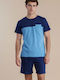 Noidinotte Men's Summer Pajamas Set Blue