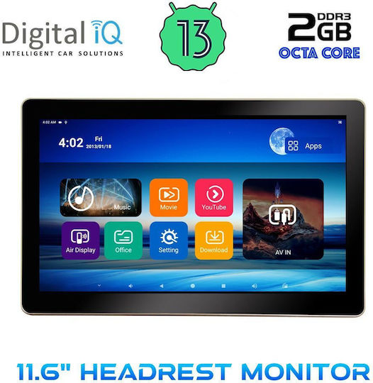 Digital IQ 11.6" Touch Screen Multimedia for Car Headrest with Bluetooth GPS