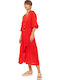 Γυναικείο Beachdress Pink Label Σεμιζιέ Μακρύ Φόρεμα Κόκκινο Viscose