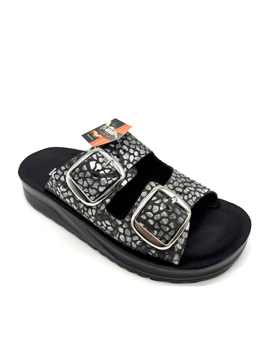 Flache Sandalen für Damen Anatomisch in Schwarz Farbe
