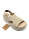 Flache Sandalen für Damen Anatomisch in Beige Farbe