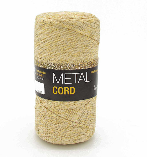 Garn Metallkordel 200g Häkelnadel Nr.3.5 185m Beige Gold