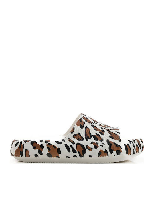 White Leopard Flip Flops Animal Print Effect
