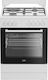 Beko Κουζίνα 65lt με Εστίες Φυσικού Αερίου & Ρεύματος Π60εκ. Λευκή