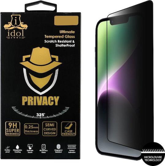 Idol 1991 0.25mm Full Glue Privacy Tempered Glass Black (iPhone 16E, IDOL)