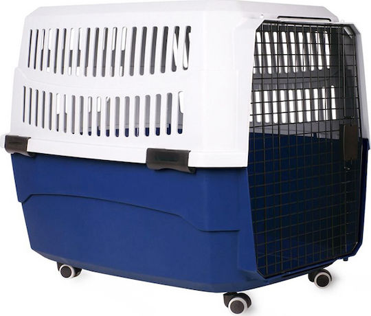 Blue Dog Transport Cage with Wheels 81.3x56x58.5cm