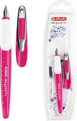 Herlitz Füllfederhalter Mittel Rosa mit Blauer Tintenfarbe