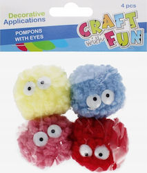 Craft with Fun Πομ Πομ Χειροτεχνίας Σετ 4τμχ