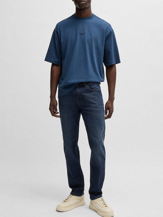 Delaware Men's Jeans Pants Elastic with Slim Fit Dark Blue