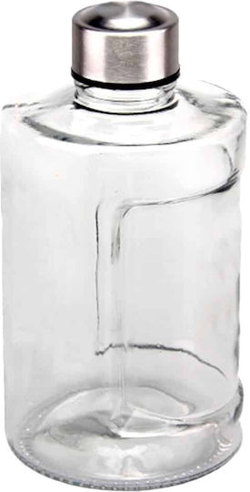 Set de 12 Carafe din Sticlă Butoi 900ml Φ10x19.10cm Capac Argintiu