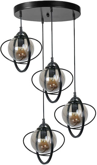 Opviq Nepal Hängelampe Schwarz für 4 Lampen E27 35x35x70cm.