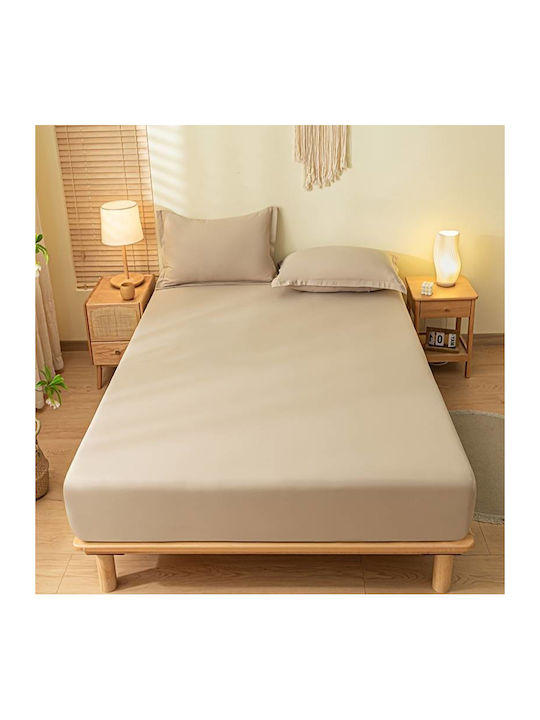 To megalo pazari Sheet Super-Double with Elastic 160x200+30cm. Beige Mocha