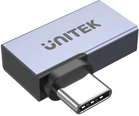 Unitek USB-C 4.0 Male To Female Adapter 90 Degrees Side A1040 Gray