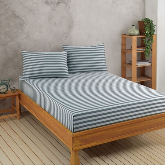 Enlora Home Σετ Υπέρδιπλο 4τμχ 160x200εκ. με Λάστιχο Green