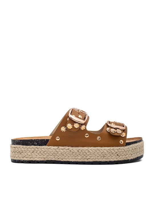 Women's Flat Sandals in Brown Color