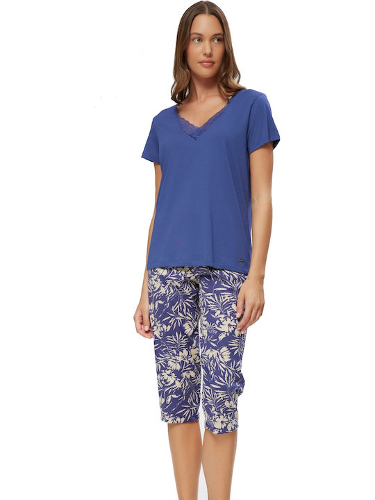 Minerva Summer Women's Pyjama Set Blue Ink