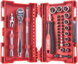 Milwaukee Shockwave Ratchet with Sockets 38 Pieces