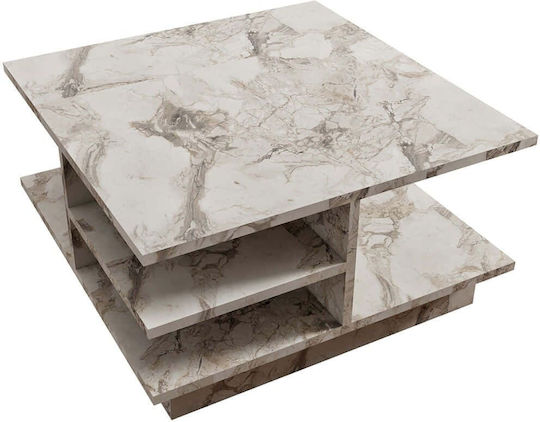 Square Central Coffee Table Skull Marble Effect White M80xL80xH40cm