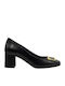 Leather Black Medium Heels