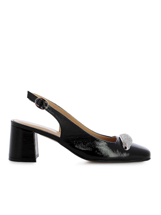 Leather Black Medium Heels