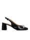 Leather Black Medium Heels