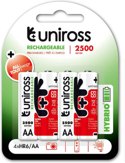 Uniross Aa 2500 Hybrio Rechargeable Battery 4pcs