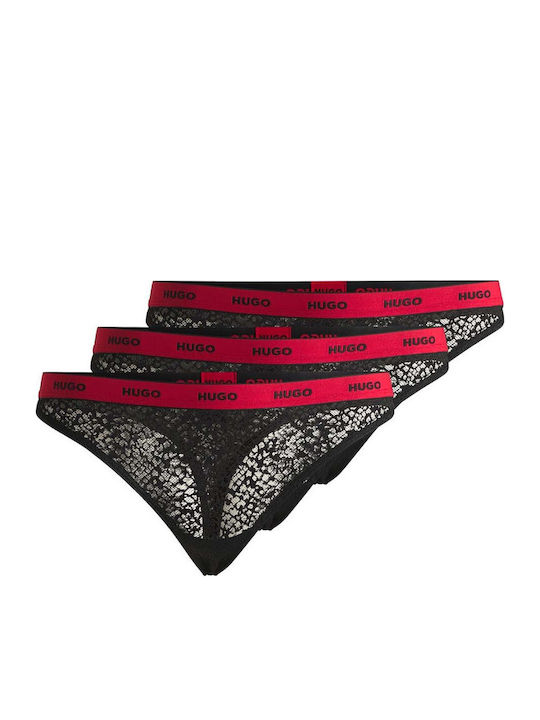 Boss Women's String 3Pack with Lace Black