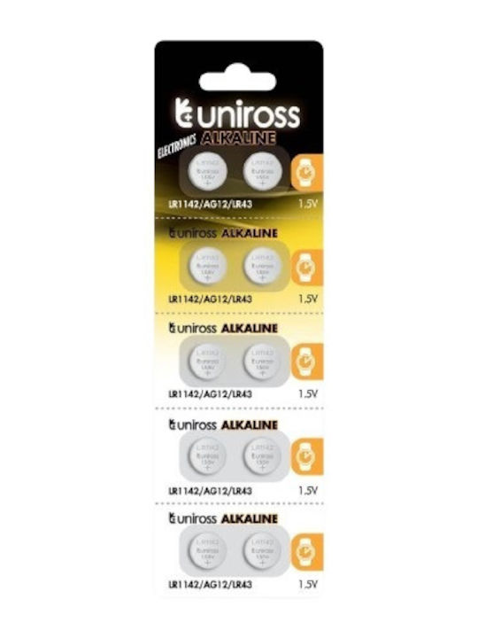 Uniross Alkaline-coin Lr1142 Ag12 Lr43 Battery 10pack