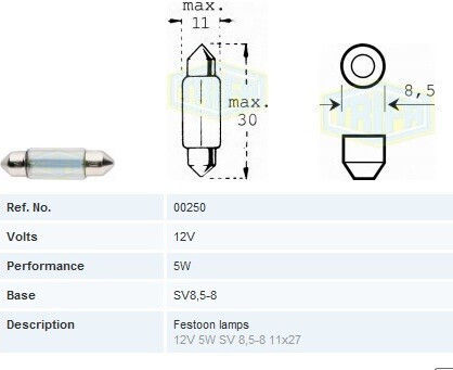 Tub lampă 12v 05w 11*30 Sv8 5-8 Tri