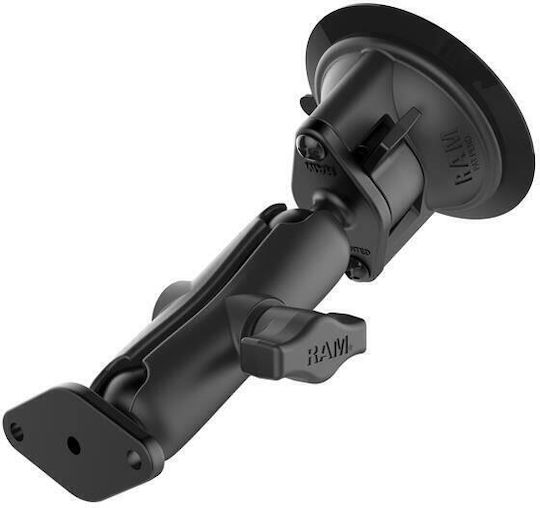 RAM Mount Twist-Lock Suction Cup Double Ball Mount Suport Auto pentru Telefon cu carcasă Neagră