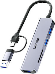 Unitek USB Hub 3 Θυρών (USB-A / USB-C) H1320AGY01 Unitek USB Hub 3 Θυρών (USB-A / USB-C) H1320AGY01