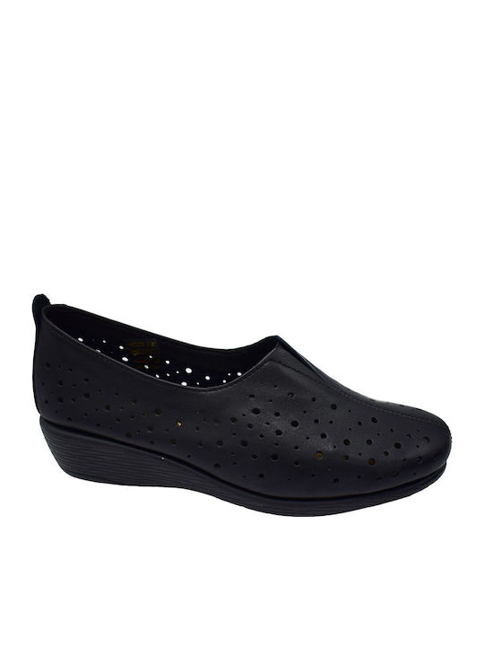 Ανατομικά Γυναικεία Slip-On Δερμάτινα Μαύρα