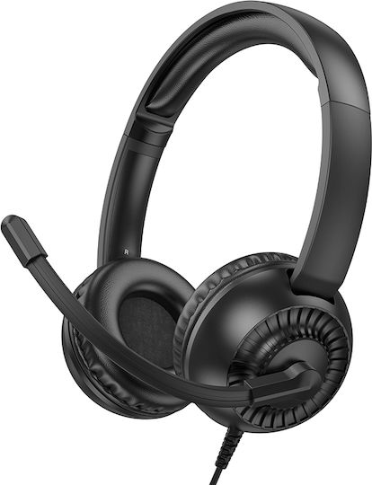 Hoco W112 Pure Надушници Мултимедийни слушалки с микрофон и връзка 3,5 мм жак в Черен цвят