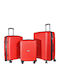 Lavor Hard Red Suitcases With 4 Wheels Set Of 3 Pieces