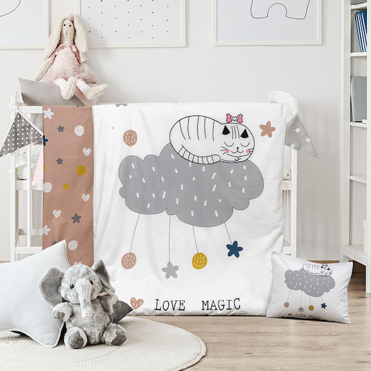 Beauty Home Kitty 5189 Комплект Бебешки Чаршафи За Количка Памучни Бели 120x160бр 3бр