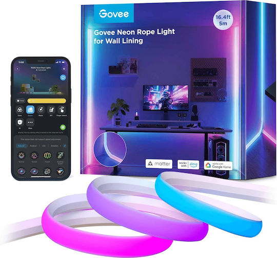 Govee Gaming Wall Neon Rope Light 5m Wall Lining H6641