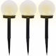 Set 3 Lămpi Solare Sferice Siks Tip Glob Led Exterior Grădină 2V Lumină Alb Cald Rezistent la Apă IP 44 Buton Pornit/Oprit Înălțime 35 cm Plastic Alb Negru