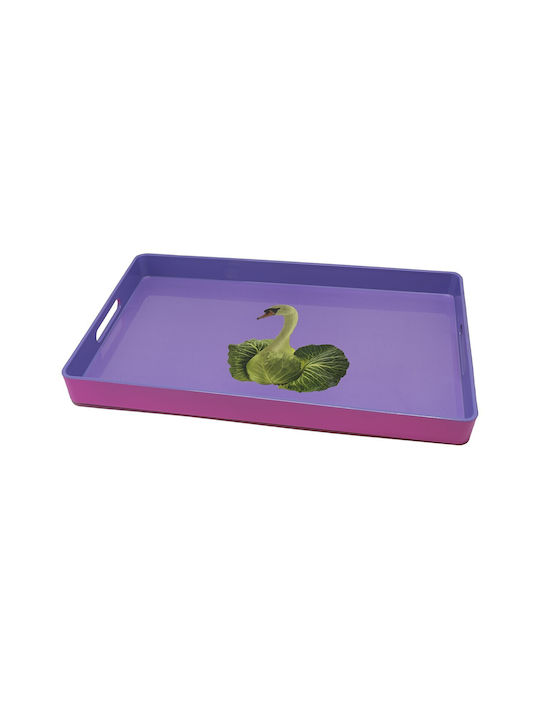 WD Lifestyle Rectangular Serving Tray with Handles in Purple Color 40x24cm 1pcs