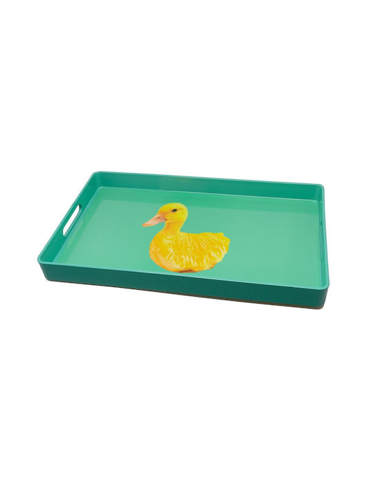 WD Lifestyle Rectangular Serving Tray with Handles in Green Color 40x24cm 1pcs