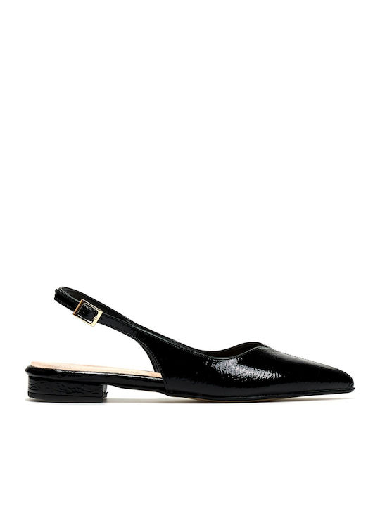 Beatris Γυναικείες Μπαλαρίνες Slingback με Λουράκι σε Μαύρο Χρώμα