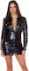 Sexy Koucla Kunstlederkleid Wow-Rücken