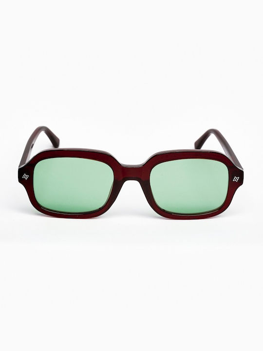 AV Sunglasses Ace Damen Sonnenbrille mit Burgundisch Kunststoff Gestell und Grün Linse